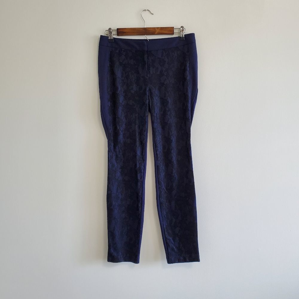 Metaphor Navy Blue Slacks with Black Lace Overlay | 4